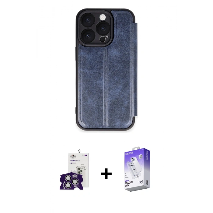 MARSİLYAN™- iPhone 16 Pro Max Kılıf Zirve Yansıma Serisi - Siyah Bilvis 5in1 3D Magic Cam Ekran Koruyucu + Bilvis Titan Kamera Lens - GS