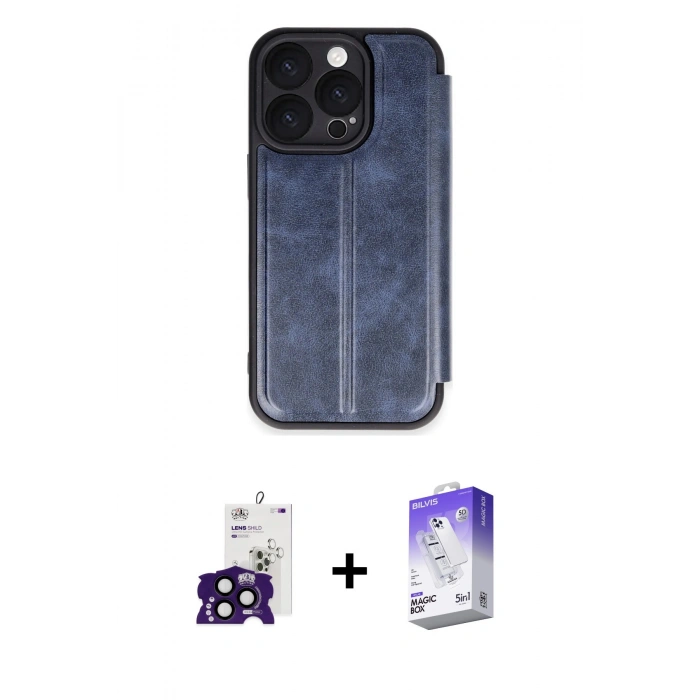 MARSİLYAN™- iPhone 16 Pro Max Kılıf Zirve Yansıma Serisi - Siyah Bilvis 5in1 3D Magic Cam Ekran Koruyucu + Bilvis Titan Kamera Lens - SH
