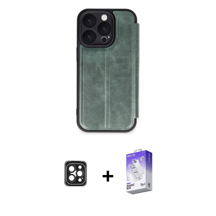 MARSİLYAN™- iPhone 16 Pro Max Kılıf Zirve Yansıma Serisi - Siyah Bilvis 5in1 3D Magic Cam Ekran Koruyucu + PVD Metal Kamera Lens - SH