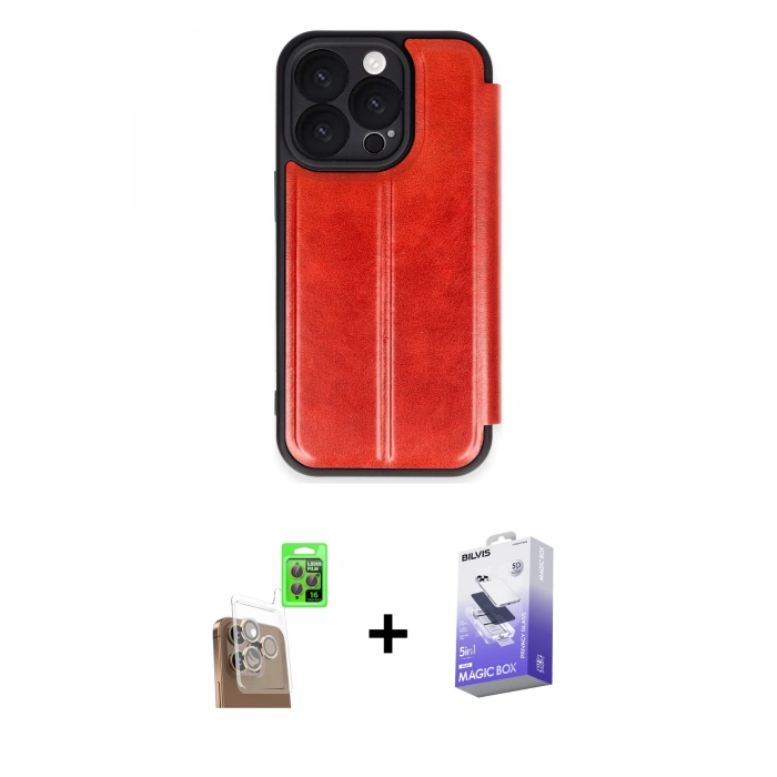 MARSİLYAN™- iPhone 16 Pro Max Kılıf Zirve Yansıma Serisi - Siyah Bilvis 5in1 5D Magic Hayalet Cam Ekran Koruyucu + Raze Metal Kamera Lens - CLTM