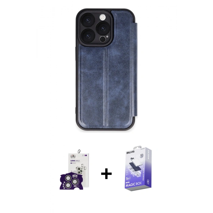 MARSİLYAN™- iPhone 16 Pro Max Kılıf Zirve Yansıma Serisi - Siyah Bilvis 5in1 5D Magic Hayalet Cam Ekran Koruyucu + Bilvis Titan Kamera Lens - GS
