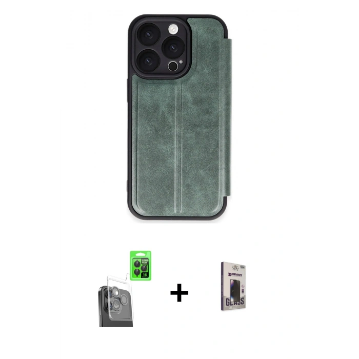 MARSİLYAN™- iPhone 16 Pro Max Kılıf Zirve Yansıma Serisi - Siyah Bilvis Hayalet Cam Ekran Koruyucu + Raze Metal Kamera Lens - SH