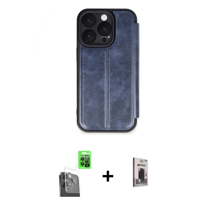 MARSİLYAN™- iPhone 16 Pro Max Kılıf Zirve Yansıma Serisi - Siyah Bilvis Hayalet Cam Ekran Koruyucu + Raze Metal Kamera Lens - SH
