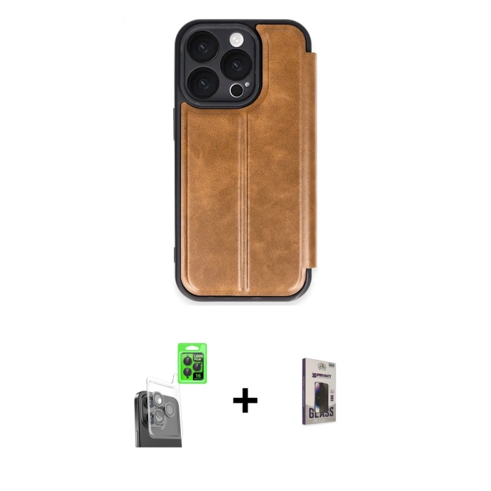 MARSİLYAN™- iPhone 16 Pro Max Kılıf Zirve Yansıma Serisi - Siyah Bilvis Hayalet Cam Ekran Koruyucu + Raze Metal Kamera Lens - SH