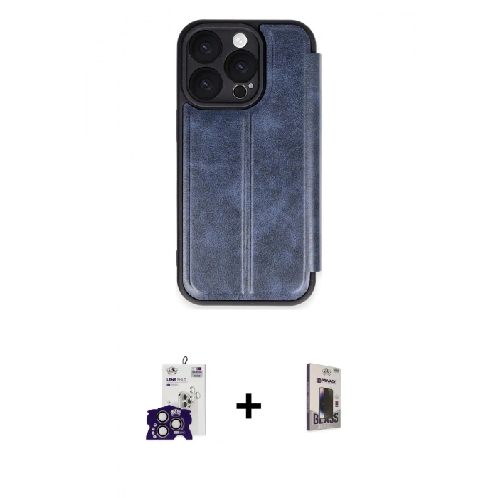 MARSİLYAN™- iPhone 16 Pro Max Kılıf Zirve Yansıma Serisi - Siyah Bilvis Hayalet Cam Ekran Koruyucu + Bilvis Titan Kamera Lens - TMGI