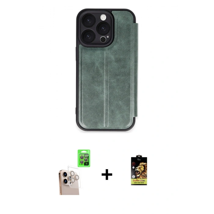 MARSİLYAN™- iPhone 16 Pro Max Kılıf Zirve Yansıma Serisi - Siyah Buffer Cam Ekran Koruyucu + Raze Metal Kamera Lens - NLGY
