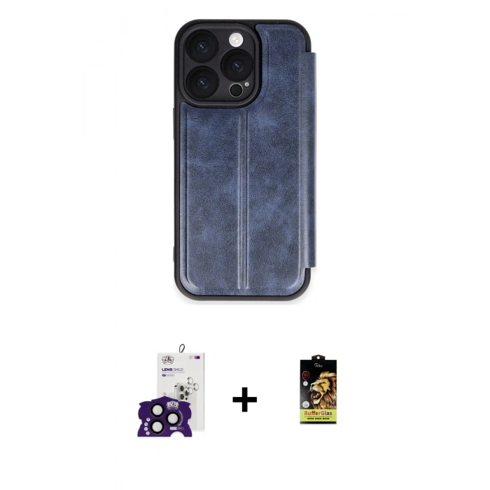 MARSİLYAN™- iPhone 16 Pro Max Kılıf Zirve Yansıma Serisi - Siyah Buffer Cam Ekran Koruyucu + Bilvis Titan Kamera Lens - SH