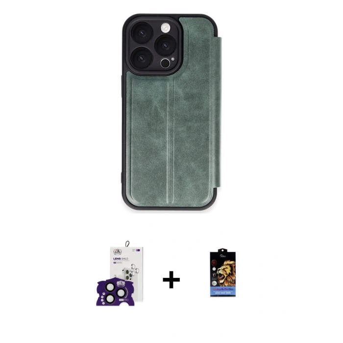MARSİLYAN™- iPhone 16 Pro Max Kılıf Zirve Yansıma Serisi - Siyah Buffer Hayalet Cam Ekran Koruyucu + Bilvis Titan Kamera Lens - SH