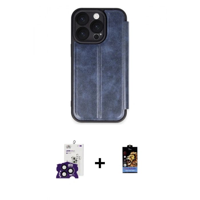 MARSİLYAN™- iPhone 16 Pro Max Kılıf Zirve Yansıma Serisi - Siyah Buffer Hayalet Cam Ekran Koruyucu + Bilvis Titan Kamera Lens - SH