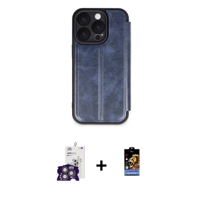 MARSİLYAN™- iPhone 16 Pro Max Kılıf Zirve Yansıma Serisi - Siyah Buffer Hayalet Cam Ekran Koruyucu + Bilvis Titan Kamera Lens - GS