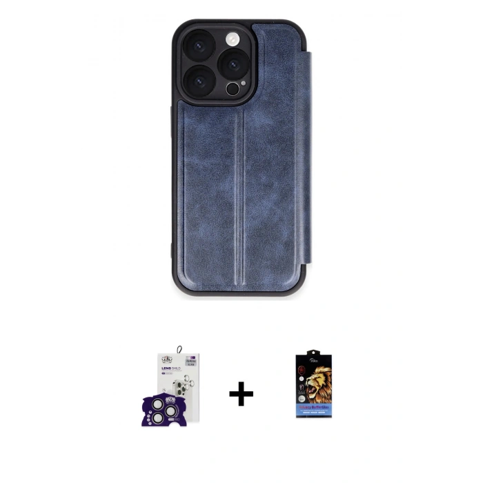 MARSİLYAN™- iPhone 16 Pro Max Kılıf Zirve Yansıma Serisi - Siyah Buffer Hayalet Cam Ekran Koruyucu + Bilvis Titan Kamera Lens - TMGI