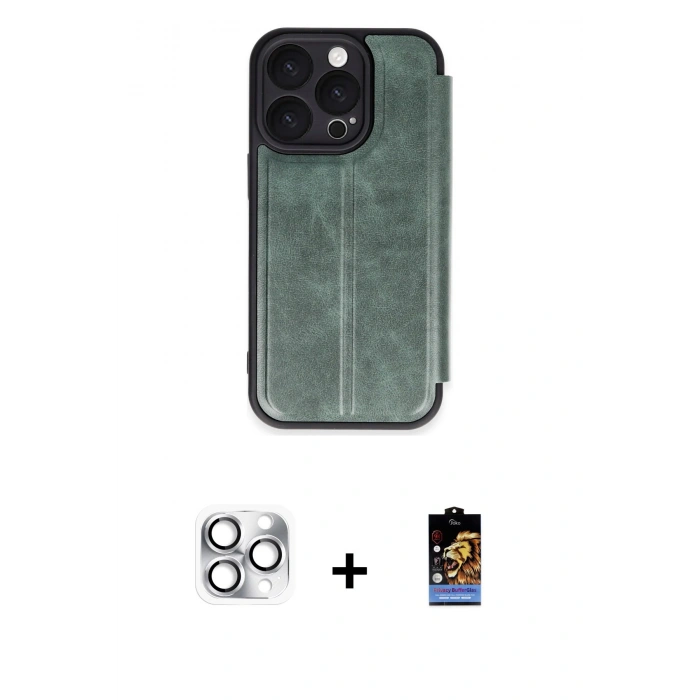MARSİLYAN™- iPhone 16 Pro Max Kılıf Zirve Yansıma Serisi - Siyah Buffer Hayalet Cam Ekran Koruyucu + Pers Alüminyum Kamera Lens - GS