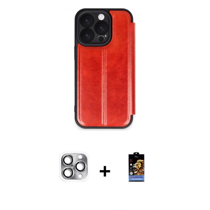 MARSİLYAN™- iPhone 16 Pro Max Kılıf Zirve Yansıma Serisi - Siyah Buffer Hayalet Cam Ekran Koruyucu + Pers Alüminyum Kamera Lens - GI