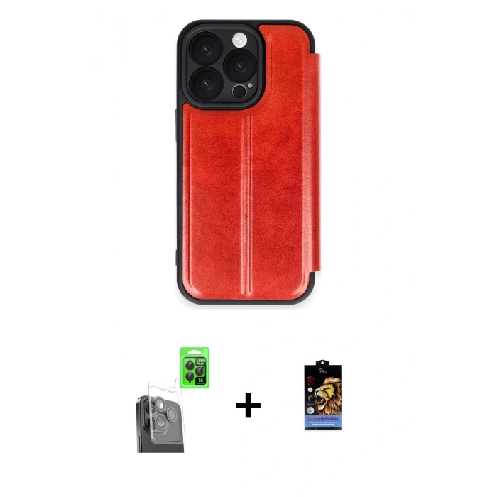 MARSİLYAN™- iPhone 16 Pro Max Kılıf Zirve Yansıma Serisi - Siyah Buffer Hayalet Cam Ekran Koruyucu + Raze Metal Kamera Lens - SH