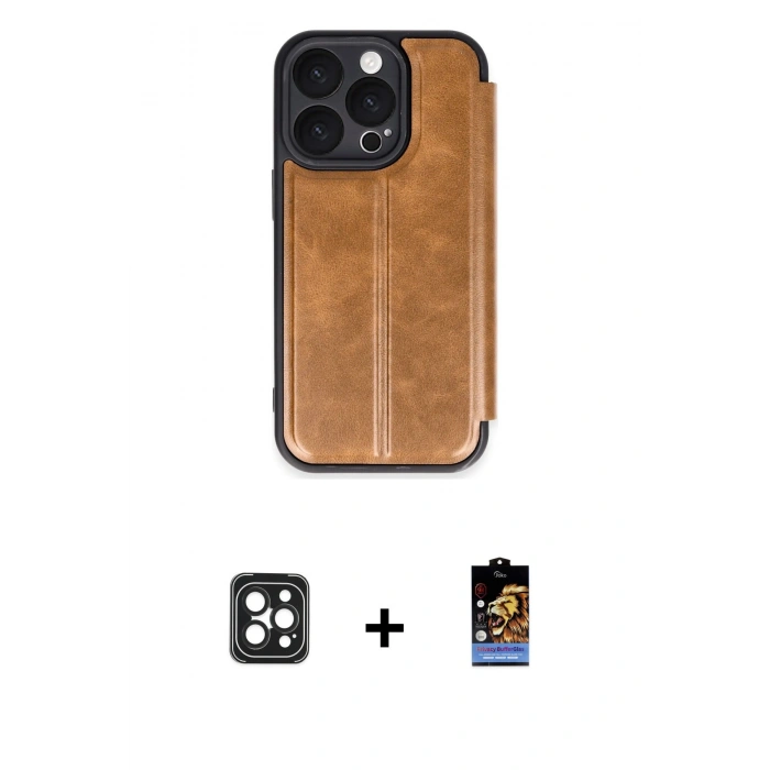 MARSİLYAN™- iPhone 16 Pro Max Kılıf Zirve Yansıma Serisi - Siyah Buffer Hayalet Cam Ekran Koruyucu + Siyah PVD Metal Kamera Lens