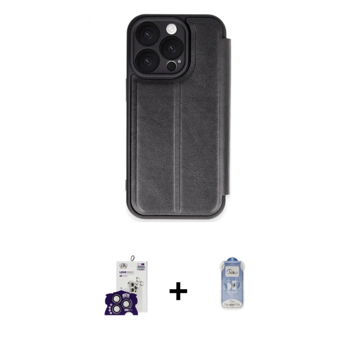 MARSİLYAN™- iPhone 16 Pro Max Kılıf Zirve Yansıma Serisi - Siyah Joko Magic 5D Cam + Bilvis Titan Kamera Lens - TMGI