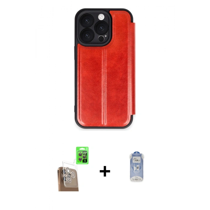 MARSİLYAN™- iPhone 16 Pro Max Kılıf Zirve Yansıma Serisi - Siyah Joko Magic 5D Cam + Çöl Titanyum Raze Metal Kamera Lens