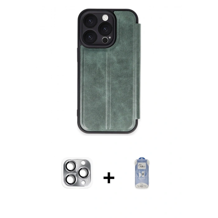 MARSİLYAN™- iPhone 16 Pro Max Kılıf Zirve Yansıma Serisi - Siyah Joko Magic 5D Cam + Pers Alüminyum Kamera Lens - GI