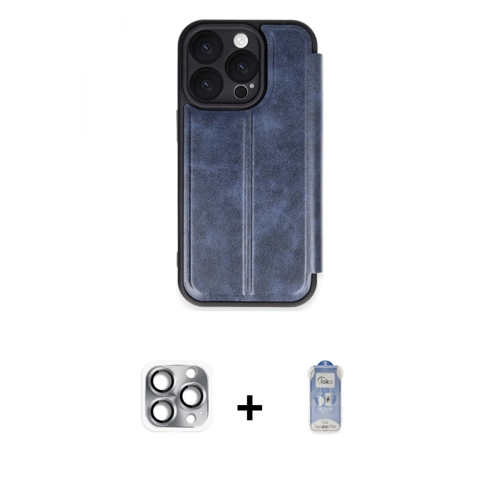 MARSİLYAN™- iPhone 16 Pro Max Kılıf Zirve Yansıma Serisi - Siyah Joko Magic 5D Cam + Pers Alüminyum Kamera Lens - GI