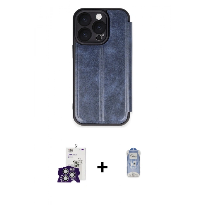 MARSİLYAN™- iPhone 16 Pro Max Kılıf Zirve Yansıma Serisi - Siyah Joko Magic 5D Cam + Gümüş Bilvis Titan Kamera Lens