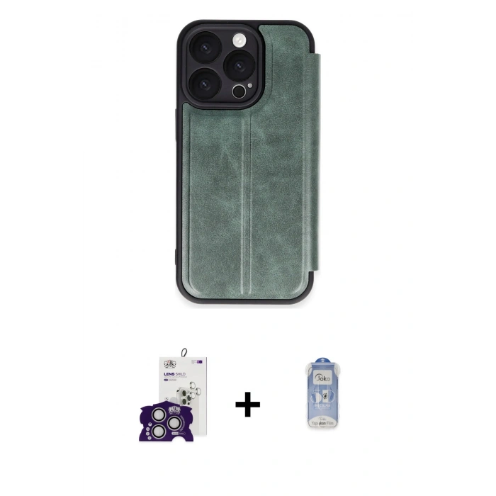 MARSİLYAN™- iPhone 16 Pro Max Kılıf Zirve Yansıma Serisi - Siyah Joko Magic 5D Cam + Gümüş Bilvis Titan Kamera Lens