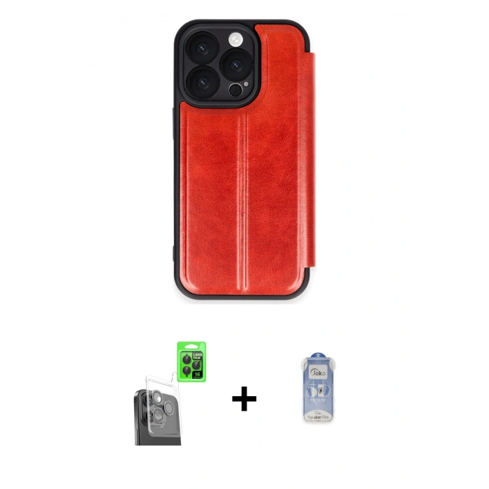 MARSİLYAN™- iPhone 16 Pro Max Kılıf Zirve Yansıma Serisi - Siyah Joko Magic 5D Cam + Raze Metal Kamera Lens - SH
