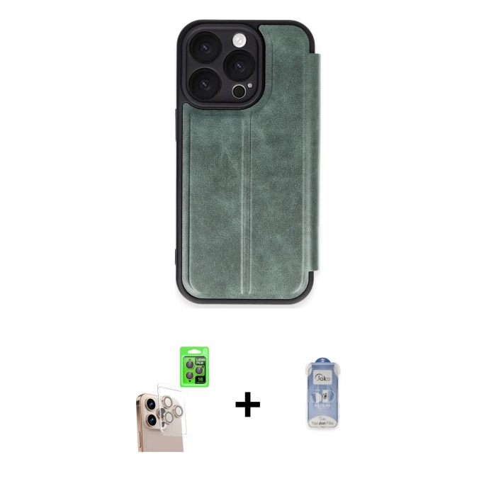MARSİLYAN™- iPhone 16 Pro Max Kılıf Zirve Yansıma Serisi - Siyah Joko Magic 5D Cam + Raze Metal Kamera Lens - NLGY