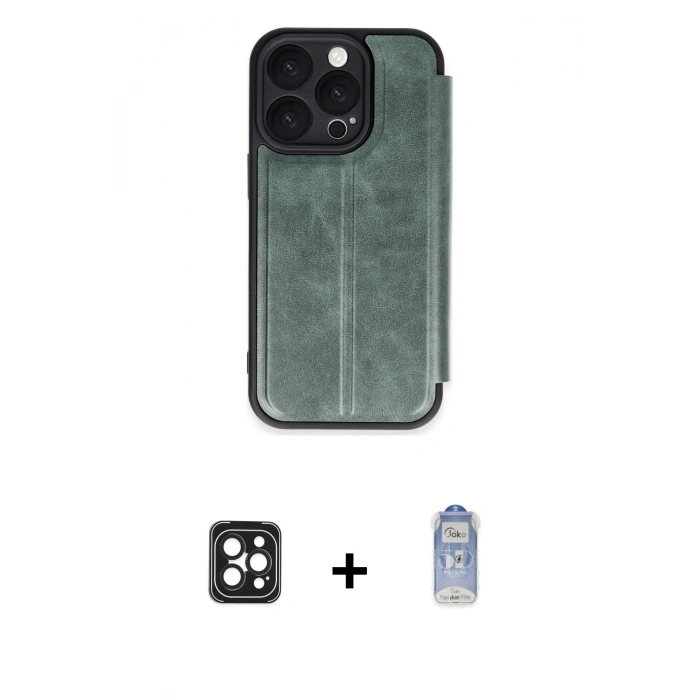 MARSİLYAN™- iPhone 16 Pro Max Kılıf Zirve Yansıma Serisi - Siyah Joko Magic 5D Cam + PVD Metal Kamera Lens - SH