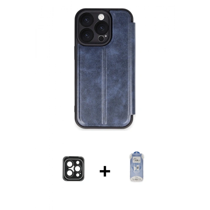 MARSİLYAN™- iPhone 16 Pro Max Kılıf Zirve Yansıma Serisi - Siyah Joko Magic 5D Cam + PVD Metal Kamera Lens - SH