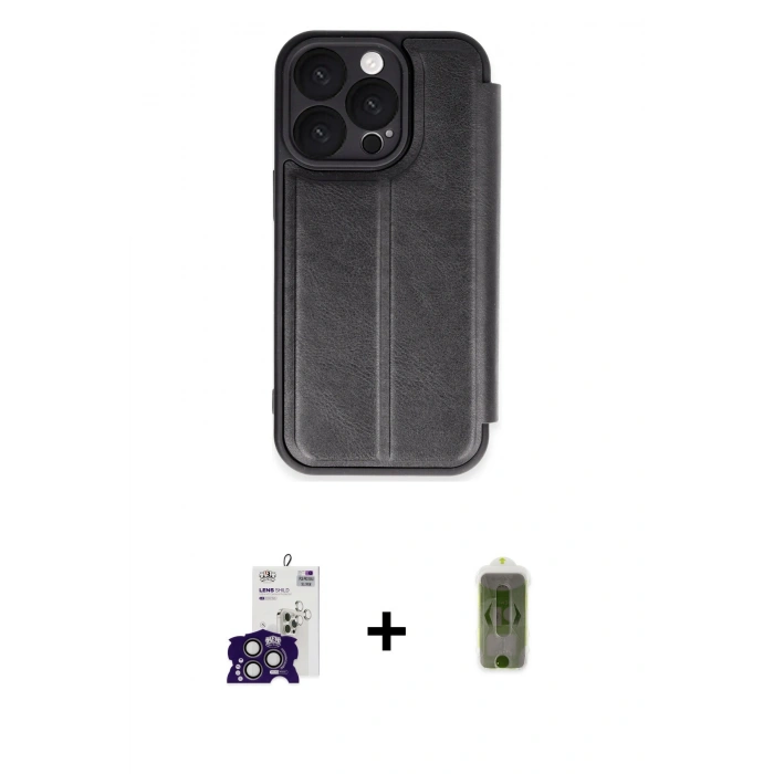 MARSİLYAN™- iPhone 16 Pro Max Kılıf Zirve Yansıma Serisi - Siyah Joko Magic 5D Hayalet Cam + Bilvis Titan Kamera Lens - TMGI