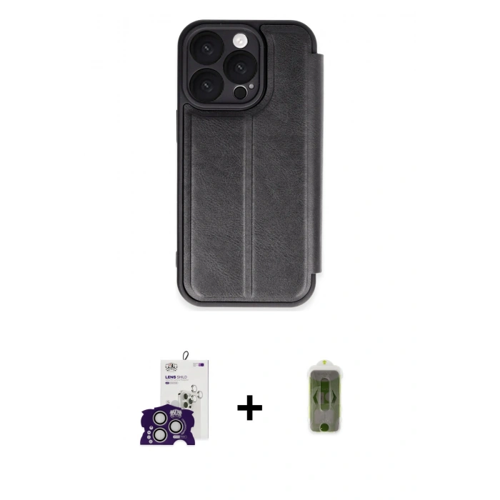MARSİLYAN™- iPhone 16 Pro Max Kılıf Zirve Yansıma Serisi - Siyah Joko Magic 5D Hayalet Cam + Bilvis Titan Kamera Lens - GS