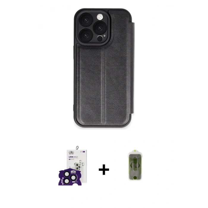 MARSİLYAN™- iPhone 16 Pro Max Kılıf Zirve Yansıma Serisi - Siyah Joko Magic 5D Hayalet Cam + Bilvis Titan Kamera Lens - SH
