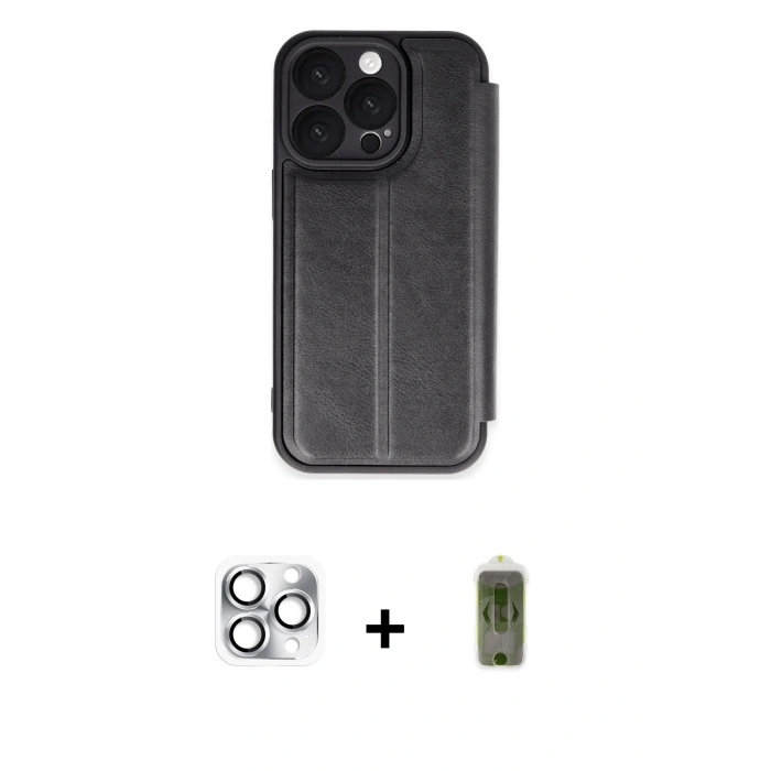 MARSİLYAN™- iPhone 16 Pro Max Kılıf Zirve Yansıma Serisi - Siyah Joko Magic 5D Hayalet Cam + Pers Alüminyum Kamera Lens - GS