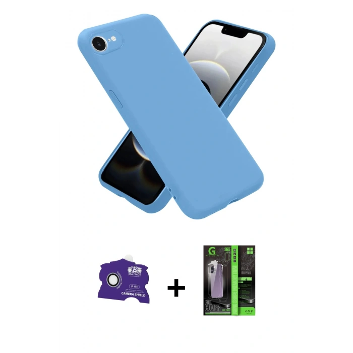 MARSİLYAN™- iPhone 16E Kılıf Ahenk Serisi - Şeffaf 360 Full Body Arka Koruyucu + Bilvis Titan Kamera Lens - BZ
