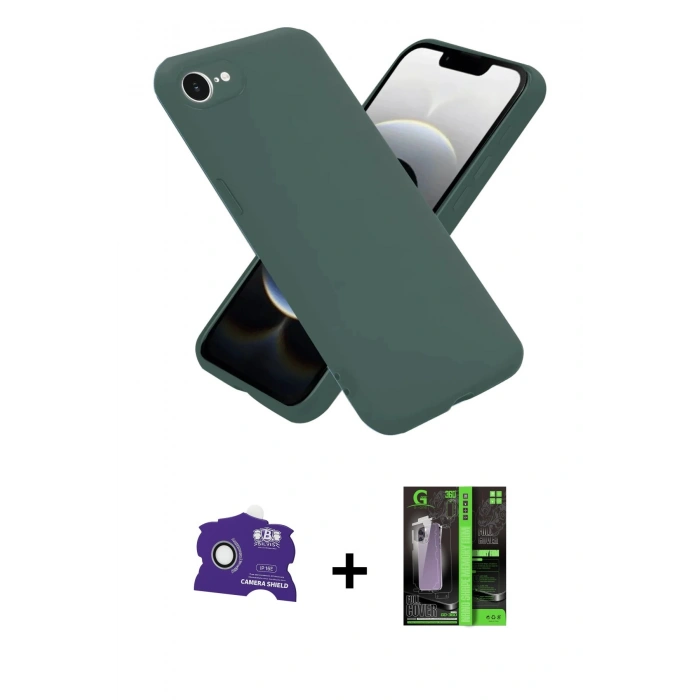 MARSİLYAN™- iPhone 16E Kılıf Ahenk Serisi - Şeffaf 360 Full Body Arka Koruyucu + Bilvis Titan Kamera Lens - BZ