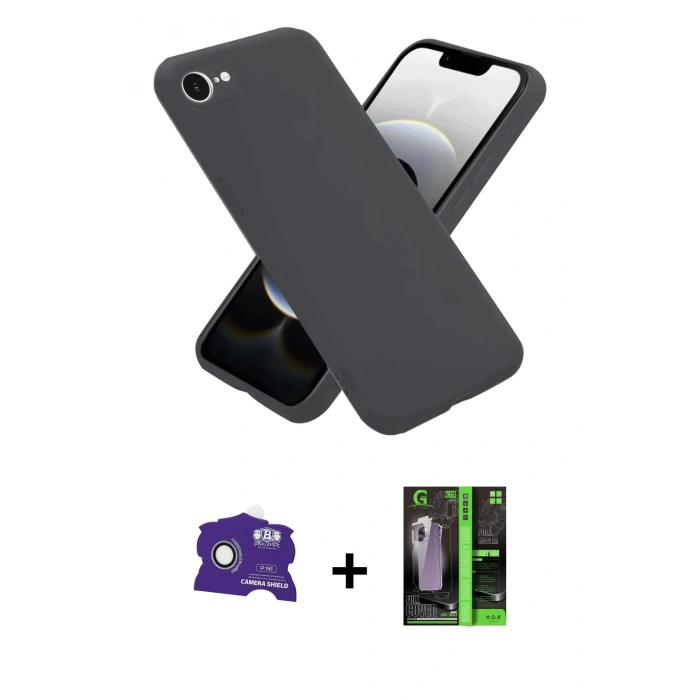 MARSİLYAN™- iPhone 16E Kılıf Ahenk Serisi - Şeffaf 360 Full Body Arka Koruyucu + Bilvis Titan Kamera Lens - BZ
