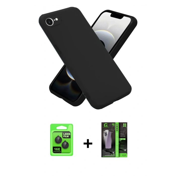 MARSİLYAN™- iPhone 16E Kılıf Ahenk Serisi - Şeffaf 360 Full Body Arka Koruyucu + Raze Metal Kamera Lens - SH
