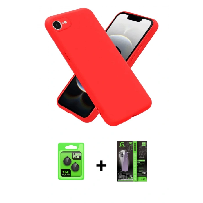 MARSİLYAN™- iPhone 16E Kılıf Ahenk Serisi - Şeffaf 360 Full Body Arka Koruyucu + Raze Metal Kamera Lens - SH