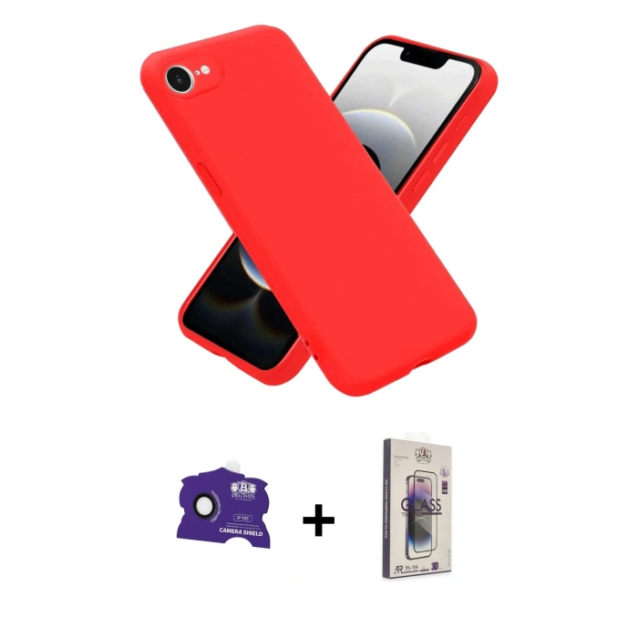 MARSİLYAN™- iPhone 16E Kılıf Ahenk Serisi - Siyah Bilvis 3D Cam Ekran Koruyucu + Bilvis Titan Kamera Lens - SH