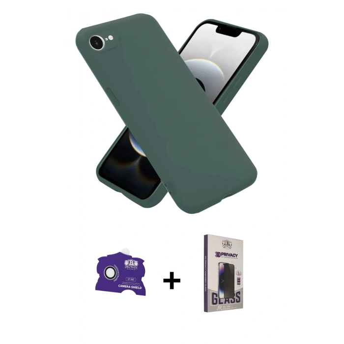 MARSİLYAN™- iPhone 16E Kılıf Ahenk Serisi - Siyah Bilvis Hayalet Cam Ekran Koruyucu + Bilvis Titan Kamera Lens - BZ