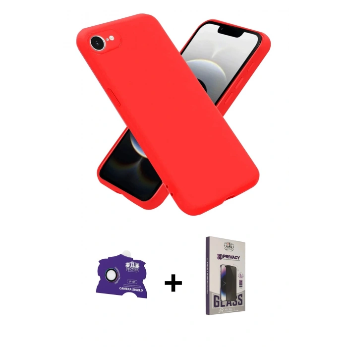 MARSİLYAN™- iPhone 16E Kılıf Ahenk Serisi - Siyah Bilvis Hayalet Cam Ekran Koruyucu + Bilvis Titan Kamera Lens - RW