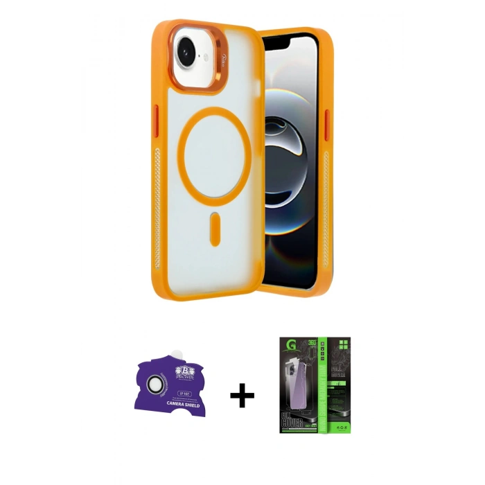 MARSİLYAN™- iPhone 16E Kılıf Akış Form - Şeffaf 360 Full Body Arka Koruyucu + Bilvis Titan Kamera Lens - BZ