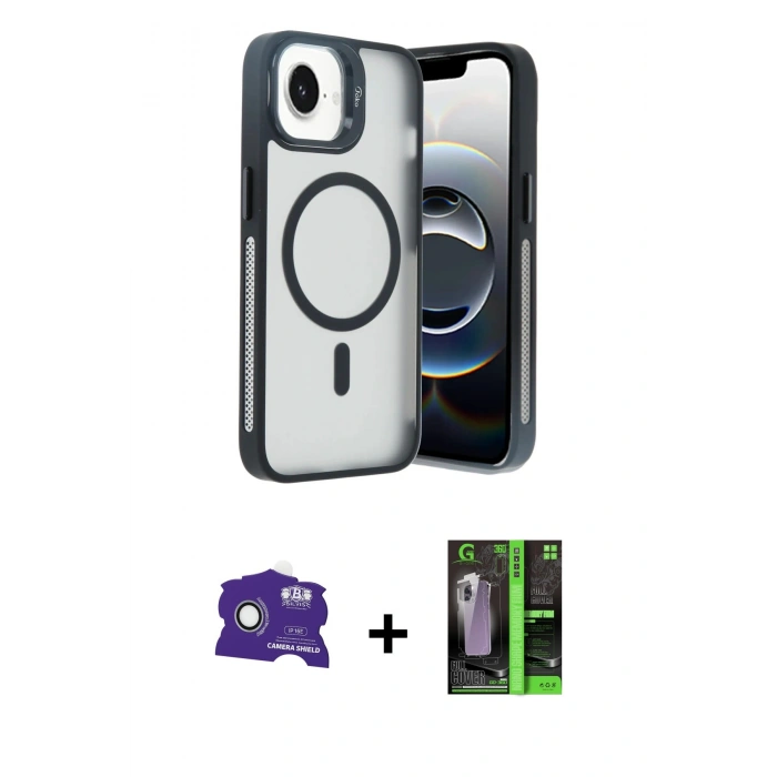 MARSİLYAN™- iPhone 16E Kılıf Akış Form - Şeffaf 360 Full Body Arka Koruyucu + Bilvis Titan Kamera Lens - BZ