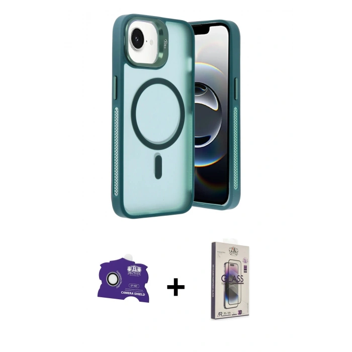 MARSİLYAN™- iPhone 16E Kılıf Akış Form - Siyah Bilvis 3D Cam Ekran Koruyucu + Beyaz Bilvis Titan Kamera Lens