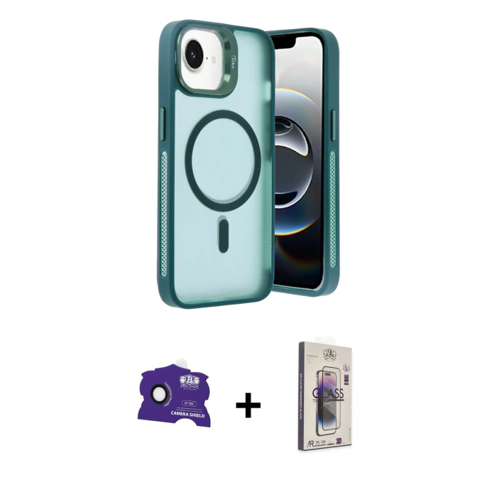 MARSİLYAN™- iPhone 16E Kılıf Akış Form - Siyah Bilvis 3D Cam Ekran Koruyucu + Bilvis Titan Kamera Lens - SH