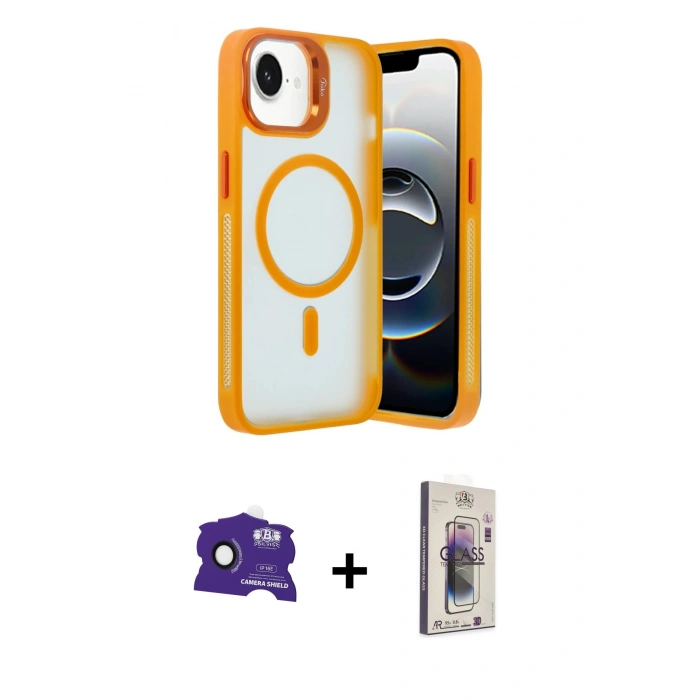 MARSİLYAN™- iPhone 16E Kılıf Akış Form - Siyah Bilvis 3D Cam Ekran Koruyucu + Bilvis Titan Kamera Lens - SH