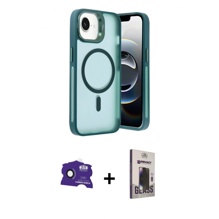 MARSİLYAN™- iPhone 16E Kılıf Akış Form - Siyah Bilvis Hayalet Cam Ekran Koruyucu + Bilvis Titan Kamera Lens - SH