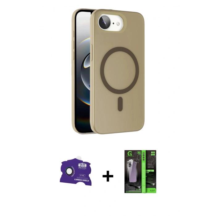 MARSİLYAN™- iPhone 16E Kılıf Çekirdek Modern Prime - Şeffaf 360 Full Body Arka Koruyucu + Bilvis Titan Kamera Lens - RW