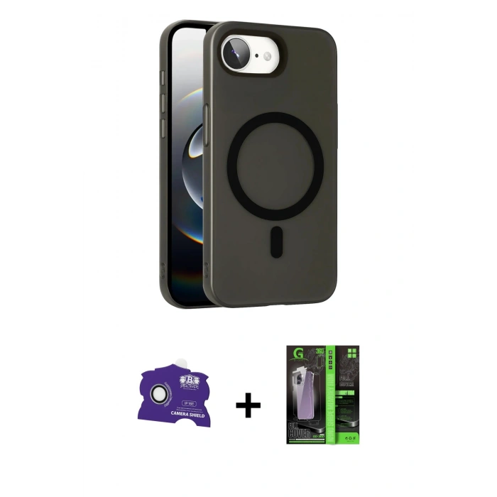 MARSİLYAN™- iPhone 16E Kılıf Çekirdek Modern Prime - Şeffaf 360 Full Body Arka Koruyucu + Bilvis Titan Kamera Lens - BZ