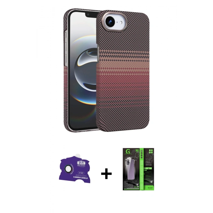 MARSİLYAN™- iPhone 16E Kılıf Doruk Serisi - Şeffaf 360 Full Body Arka Koruyucu + Bilvis Titan Kamera Lens - RW
